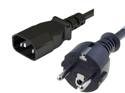 Power cable with male IEC plug - 2m