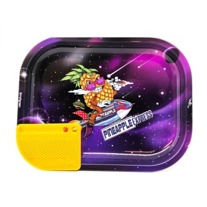 Best Buds Metal Rolling Tray Pineapple Express Small with Magnetic Grinder Card